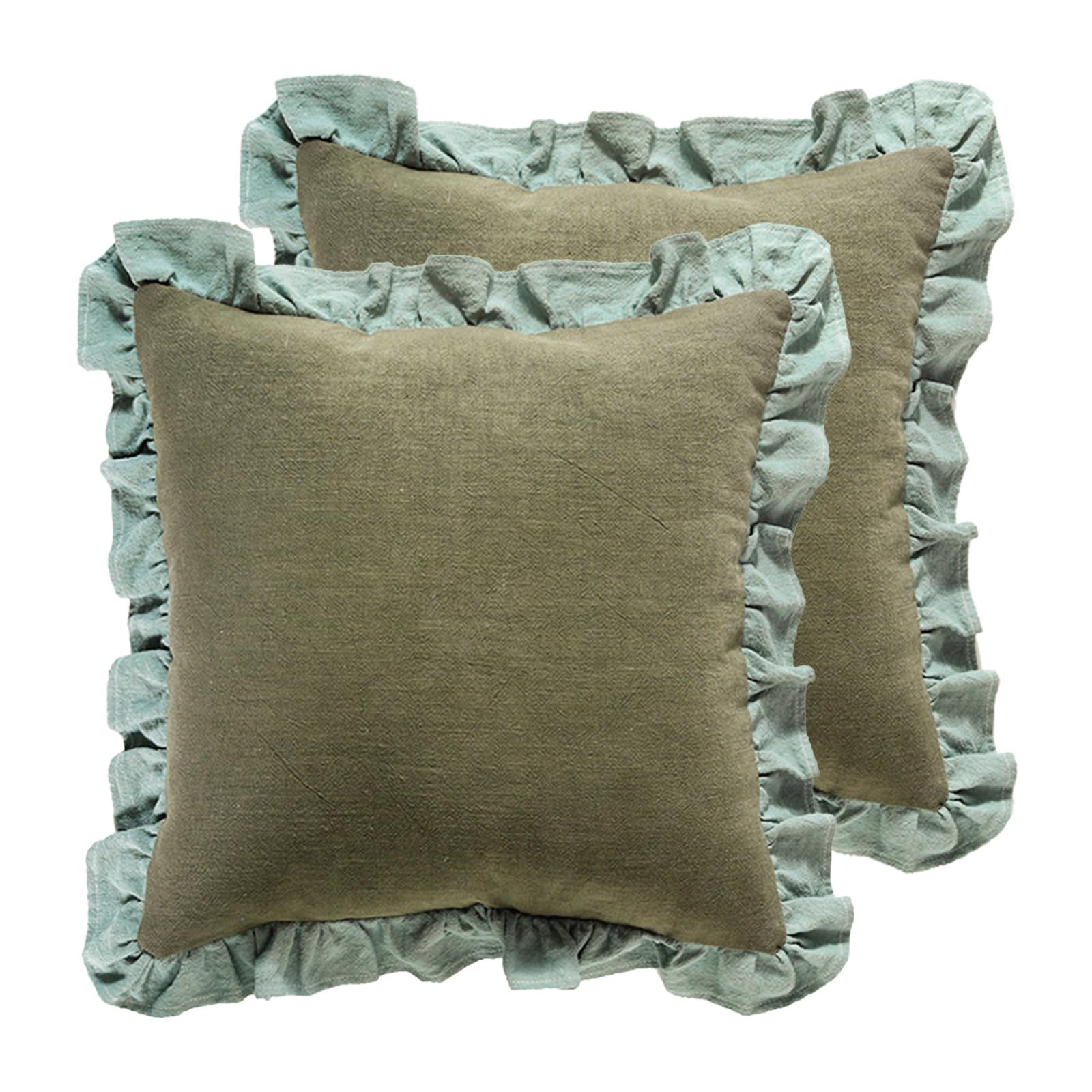 patdrea Green Shabby Chic Decorative Throw Pillow Covers 22x22 Set of 2,Farmhouse Linen Pillow Co... | Amazon (US)