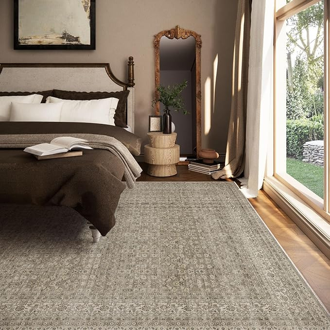 Washable Area Rugs for Living Room: 8x10 Bedroom Area Rug Boho Vintage Rugs Stain Resistant Non S... | Amazon (US)