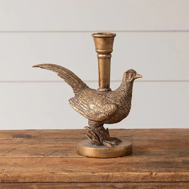 Pheasant Taper Candle Holder | Antique Farm House