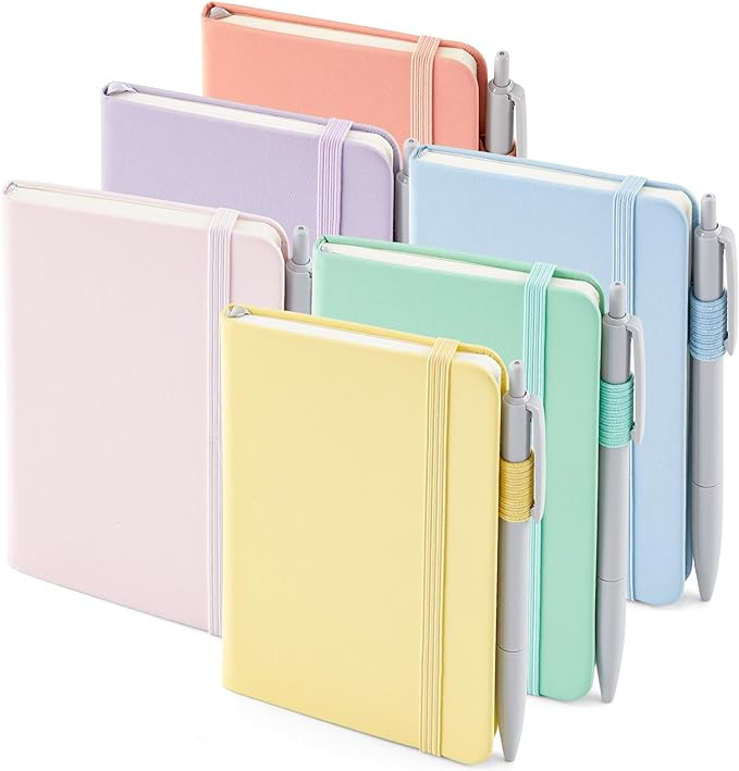 feela 6 Pack Pocket Small Notebooks Bulk, Mini Cute Memo Notepads Hardcover College Ruled Lined J... | Amazon (US)