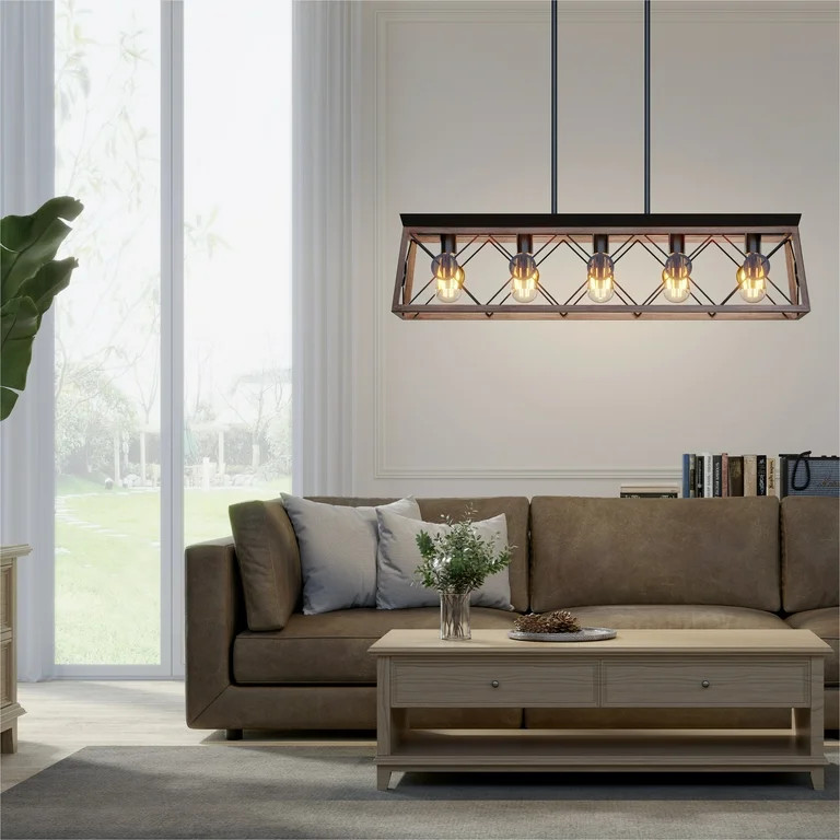 WAMPAT Ceiling Light, Flush Mount Kitchen Island Lighting 5-Light Industrial Dining Room Rectangu... | Walmart (US)