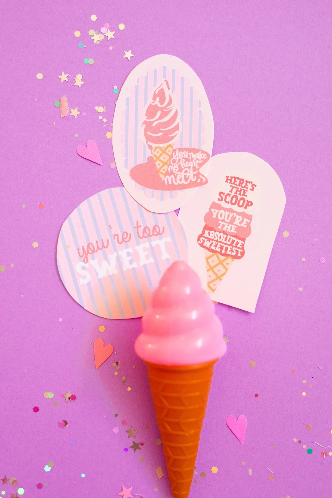 Ice Cream Themed Valentine, Valentines Day Printable Tags, Classroom Valentines Tags, Ice Cream P... | Etsy (US)