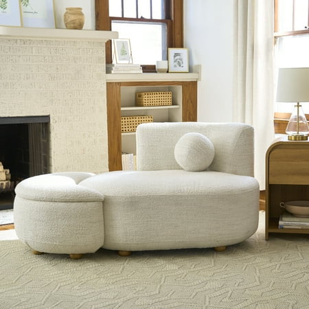 Better Homes & Gardens Juliet Modern Boucle Chaise & Storage Ottoman, Pearl | Walmart (US)