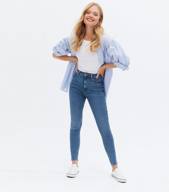 Blue 'Lift & Shape' High Waist Yazmin Skinny Jeans
						
						Add to Saved Items
						Remove f... | New Look (UK)