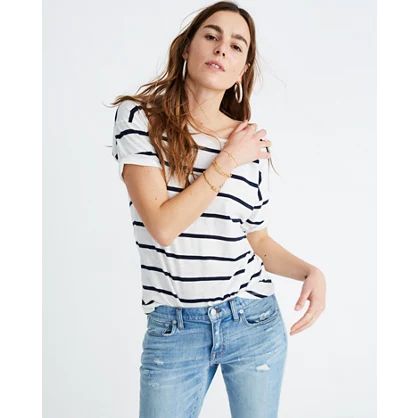 Whisper Cotton Crewneck Tee in Creston Stripe | Madewell