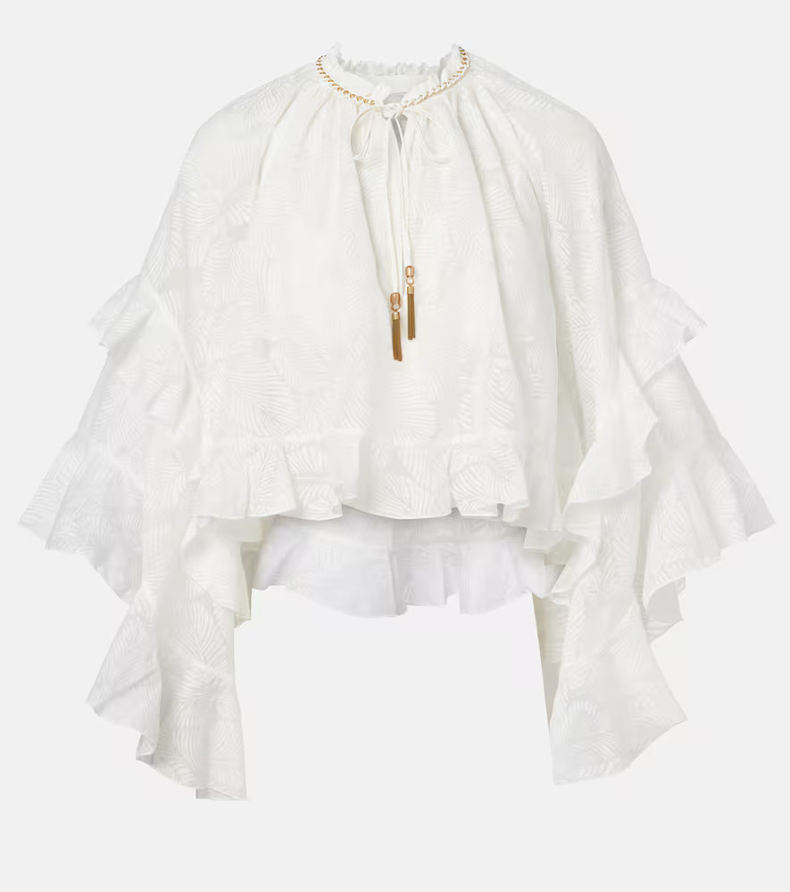 Zimmermann Daylight ruffled cotton-blend blouse | Mytheresa (INTL)