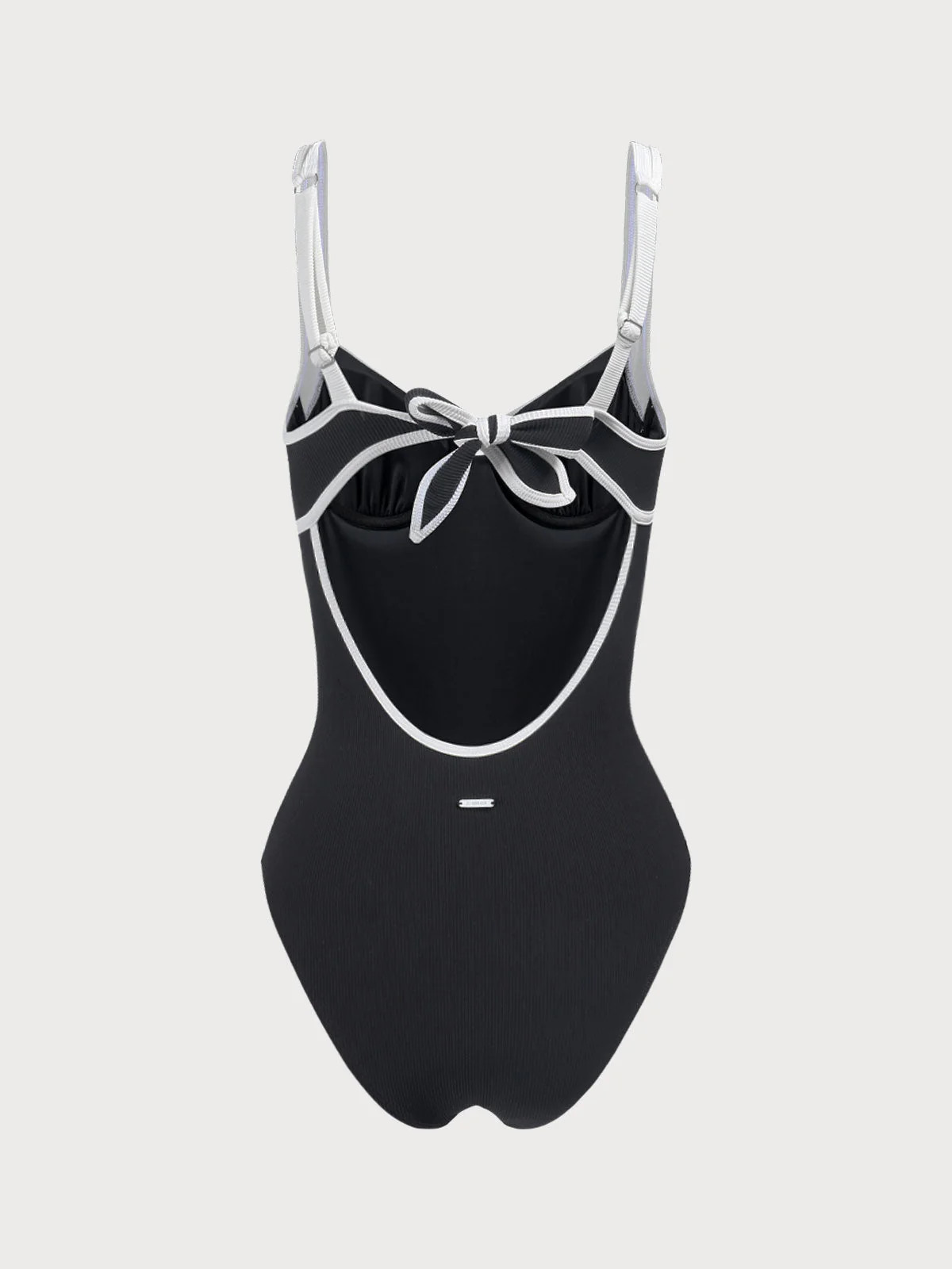 Contrast Trim Knotted One-Piece Swimsuit & Reviews - Black - Sustainable One-Pieces | BERLOOK | BERLOOK