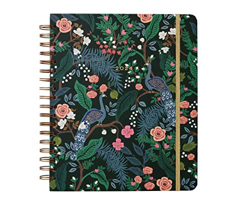 RIFLE PAPER CO. 2024 Peacock 17-Month Hardcover Spiral Planner - Aug. 2023-Dec. 2024, Weekly and Monthly Pages, Includes Inspirational Quotes, Sticker Sheets, and Illustrated Pocket Folder. 10" x 8.5" | Amazon (US)