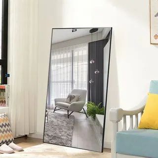 Modern Aluminum Alloy Thin Framed Full Length Floor Mirror - 71x34 - Gold | Bed Bath & Beyond