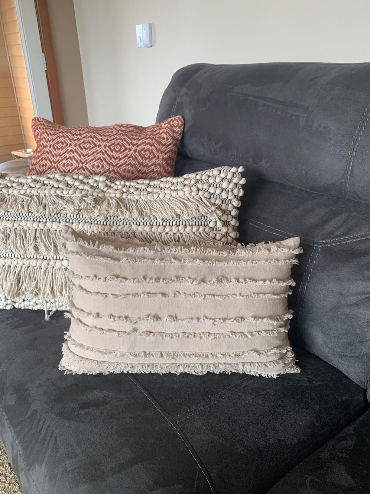 Farmhouse Pillow Covers Cozy Lumbar Oblong Rectangle Throw Pillow Cases, Modern Fringe Cushion Cover | Amazon (US)