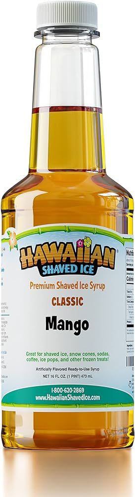 Hawaiian Shaved Ice Syrup Pint, Mango Flavor, Great For Slushies, Italian Soda, Popsicles, & More... | Amazon (US)