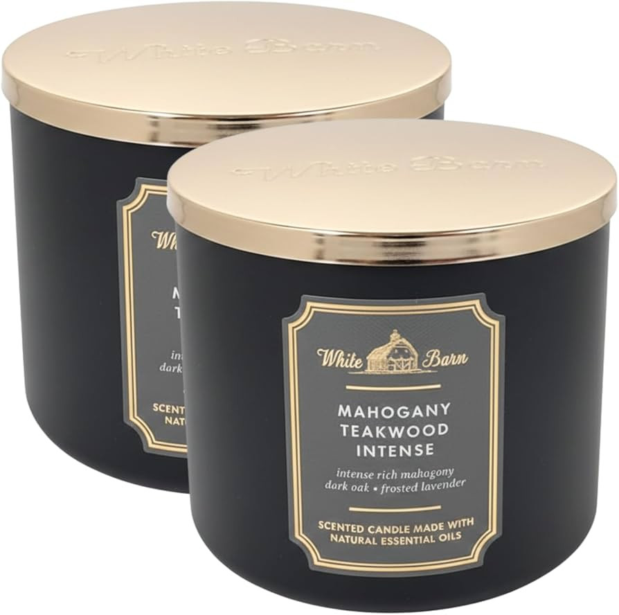 Bath & Body Works White Barn 3-Wick Candle in Mahogany Teakwood High Intensity (Pack of 2) | Amazon (US)