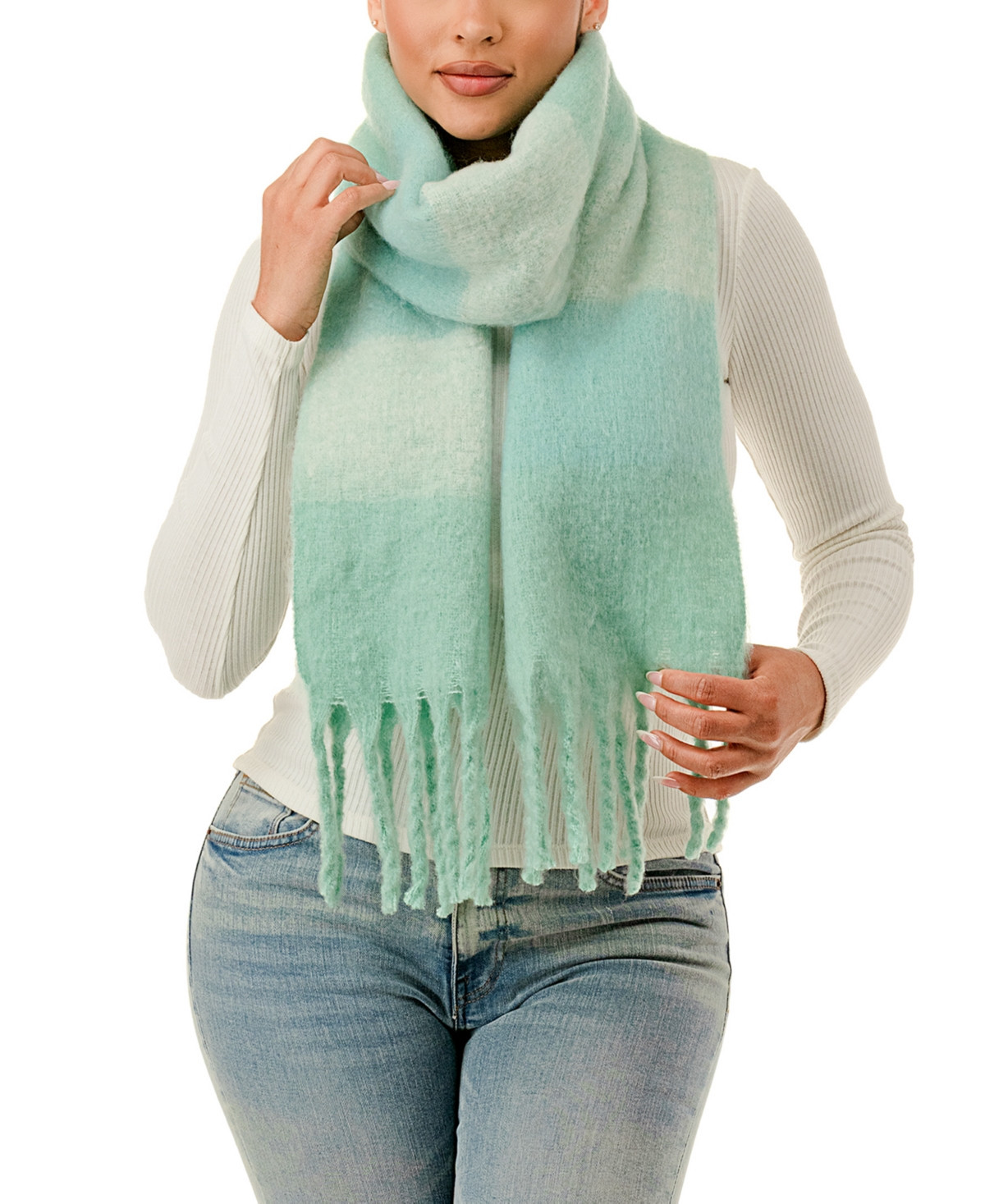 Marcus Adler Color Block Scarf - Aqua | Macy's