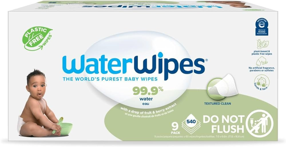 WaterWipes Plastic-Free Textured Clean, Toddler & Baby Wipes, 99.9% Water Based Wipes, Unscented... | Amazon (US)