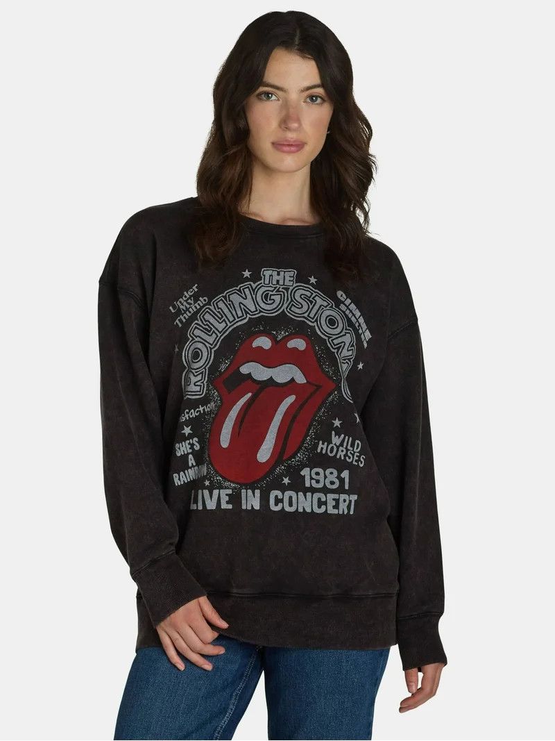 Time and Tru Women's Rolling Stones Graphic Pullover Sweatshirt, Sizes XS-XXXL - Walmart.com | Walmart (US)