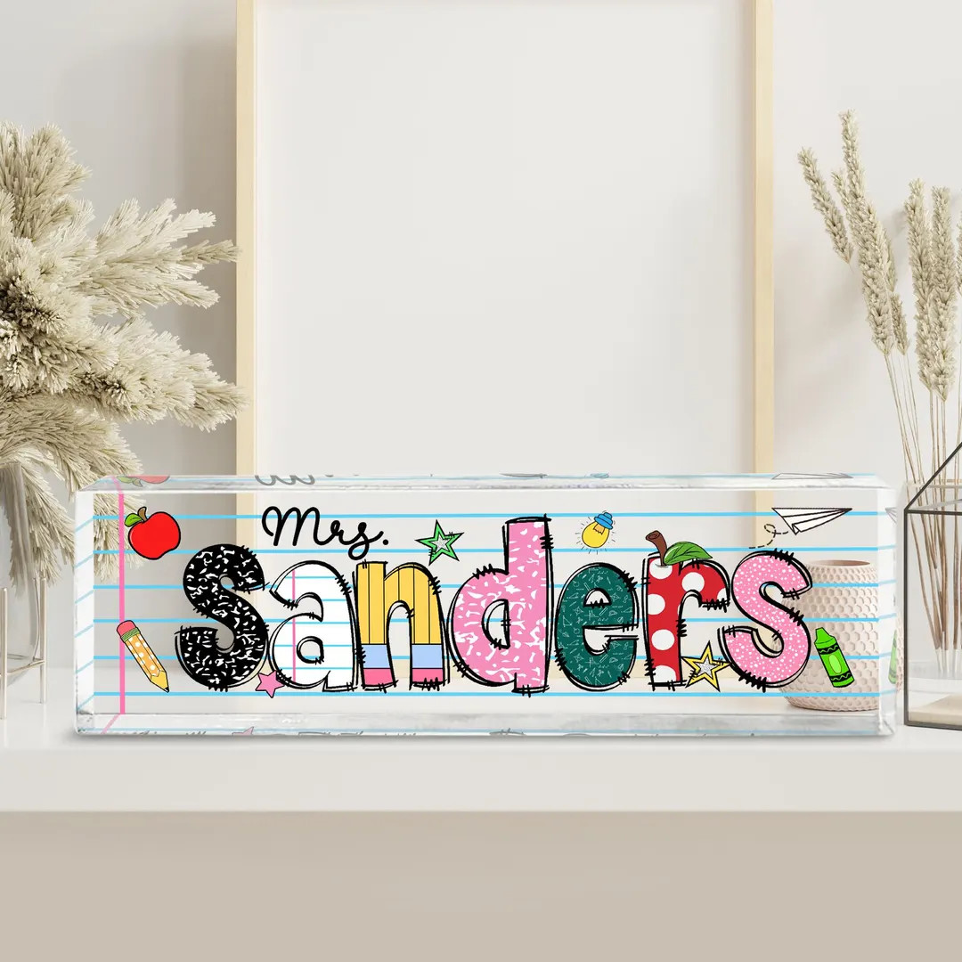 Personalized Teacher Name Desk Sign, Custom Back to School Teacher Gift, Teacher Name Desk Plaque... | Etsy (US)