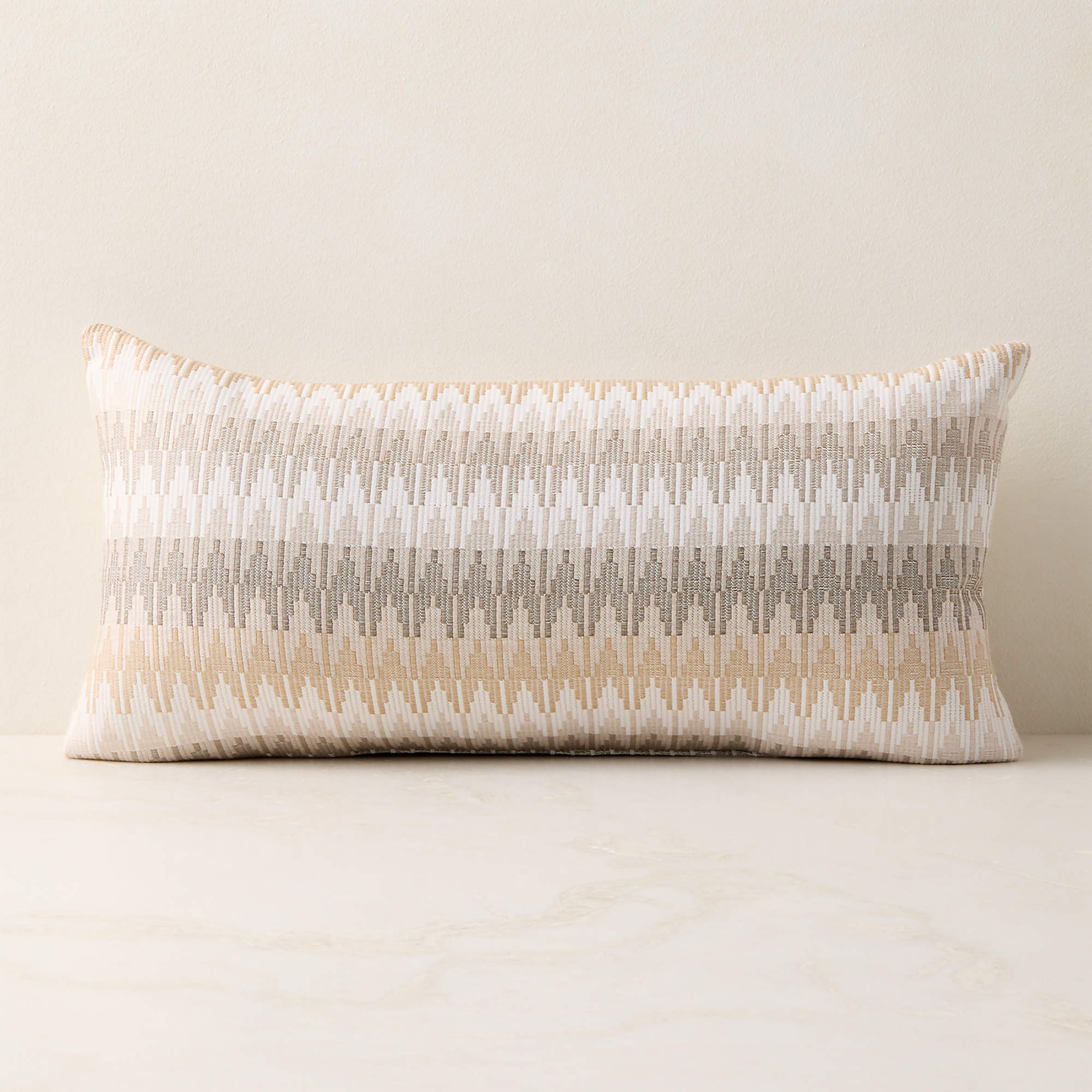 Sunbrella Tesserre Natural Outdoor Lumbar Pillow 24"x12" + Reviews | CB2 | CB2