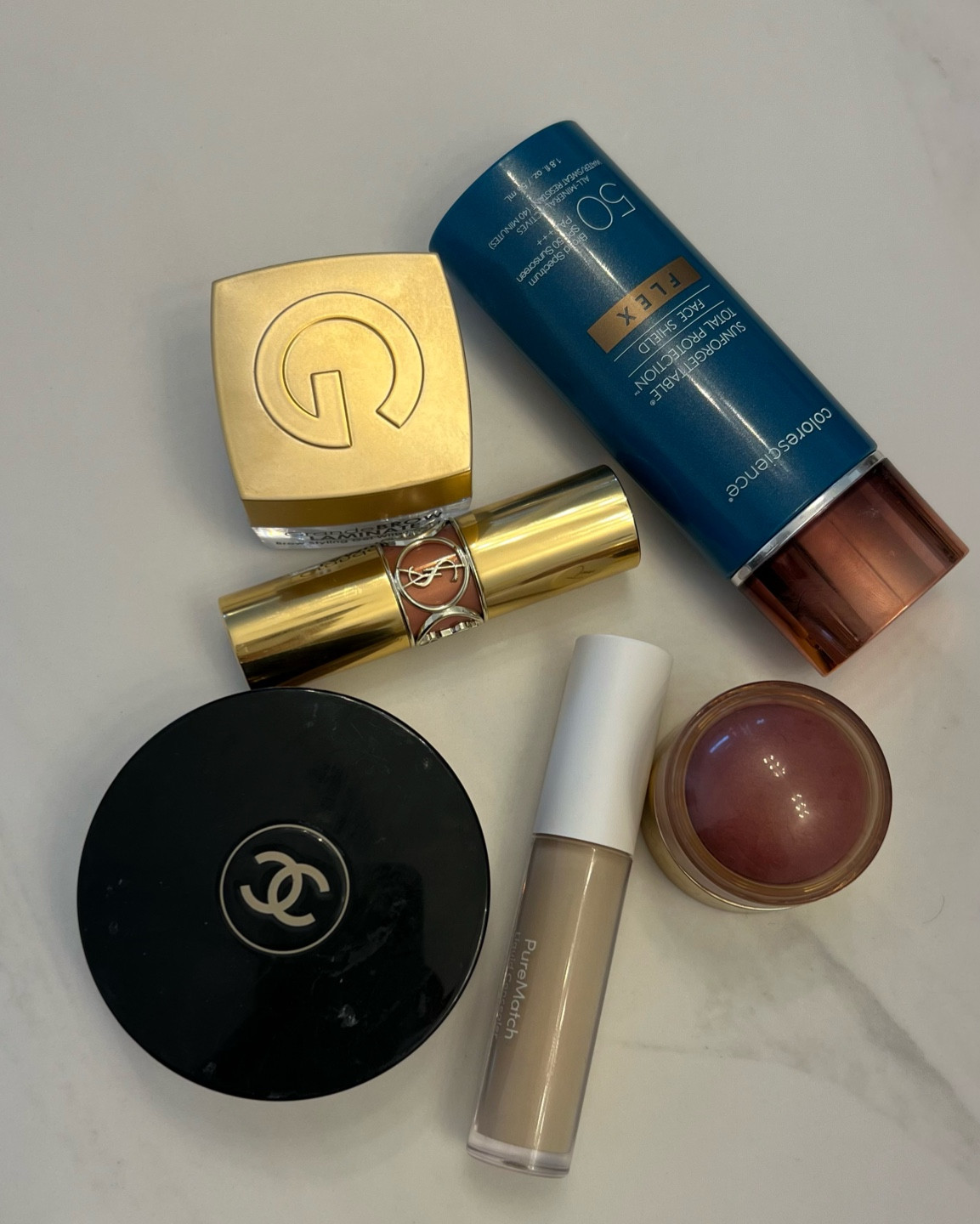 
Colorescience Total Protection Face Shield Flex SPF 50 (shade fair)
Chanel LES BEIGES Healthy Glow Bronzing Cream (shade medium)
Merit Flush Balm Cream Blush (shade cheeky)
Jane Iredale PureMatch Liquid Concealer (shade 3W)
Grande Cosmetics GrandeBROW-LAMINATE
YSL Beauty Rouge Volupté Shine Lipstick Balm (shade 44)

#LTKfindsunder50 #LTKMostLoved #LTKbeauty