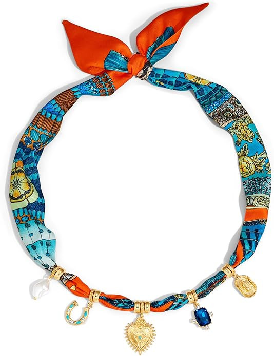 CLASSYZINT Scarf Necklace with Charms Heart Choker Necklace Shell Necklace Bandana Necklac Statem... | Amazon (US)