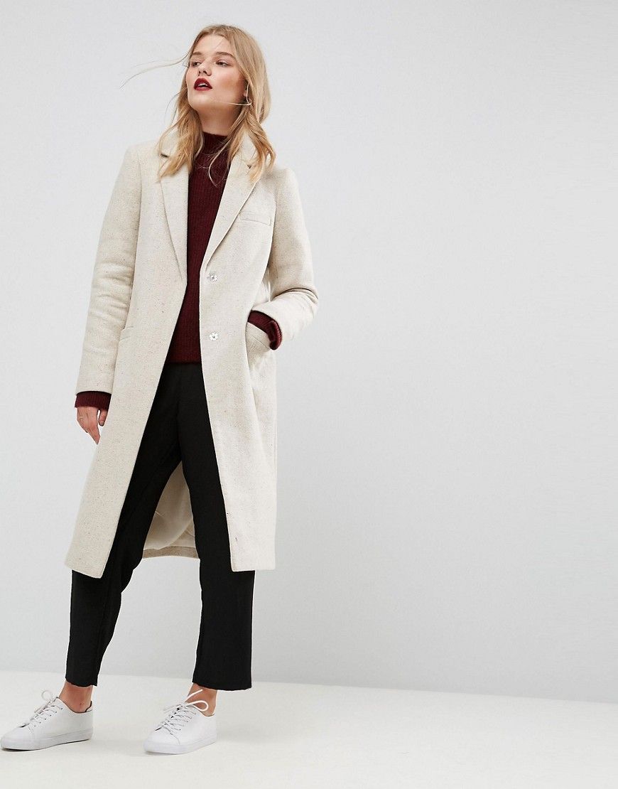 ASOS Slim Coat in Wool Blend - Beige | ASOS US