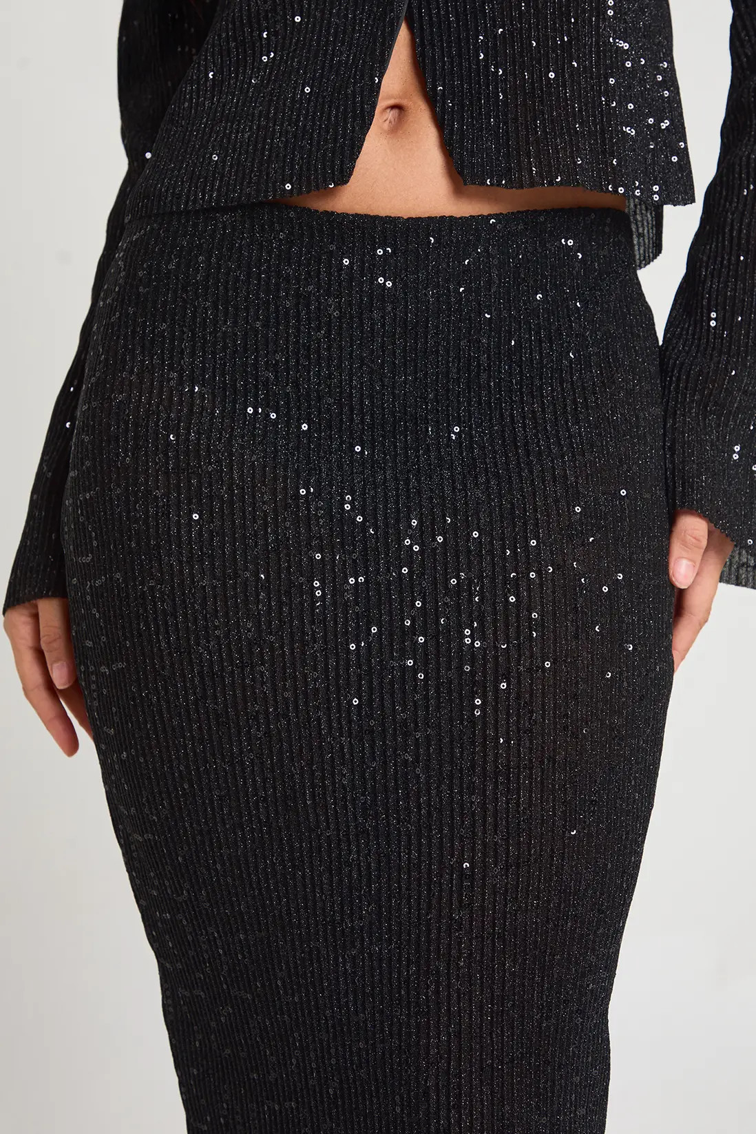 Sequin Rib Column Maxi Skirt | Boohoo.com (UK & IE)