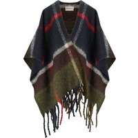 Barbour Isla Boucle Tartan Green Blue Cape | Balardi (US & Canada)