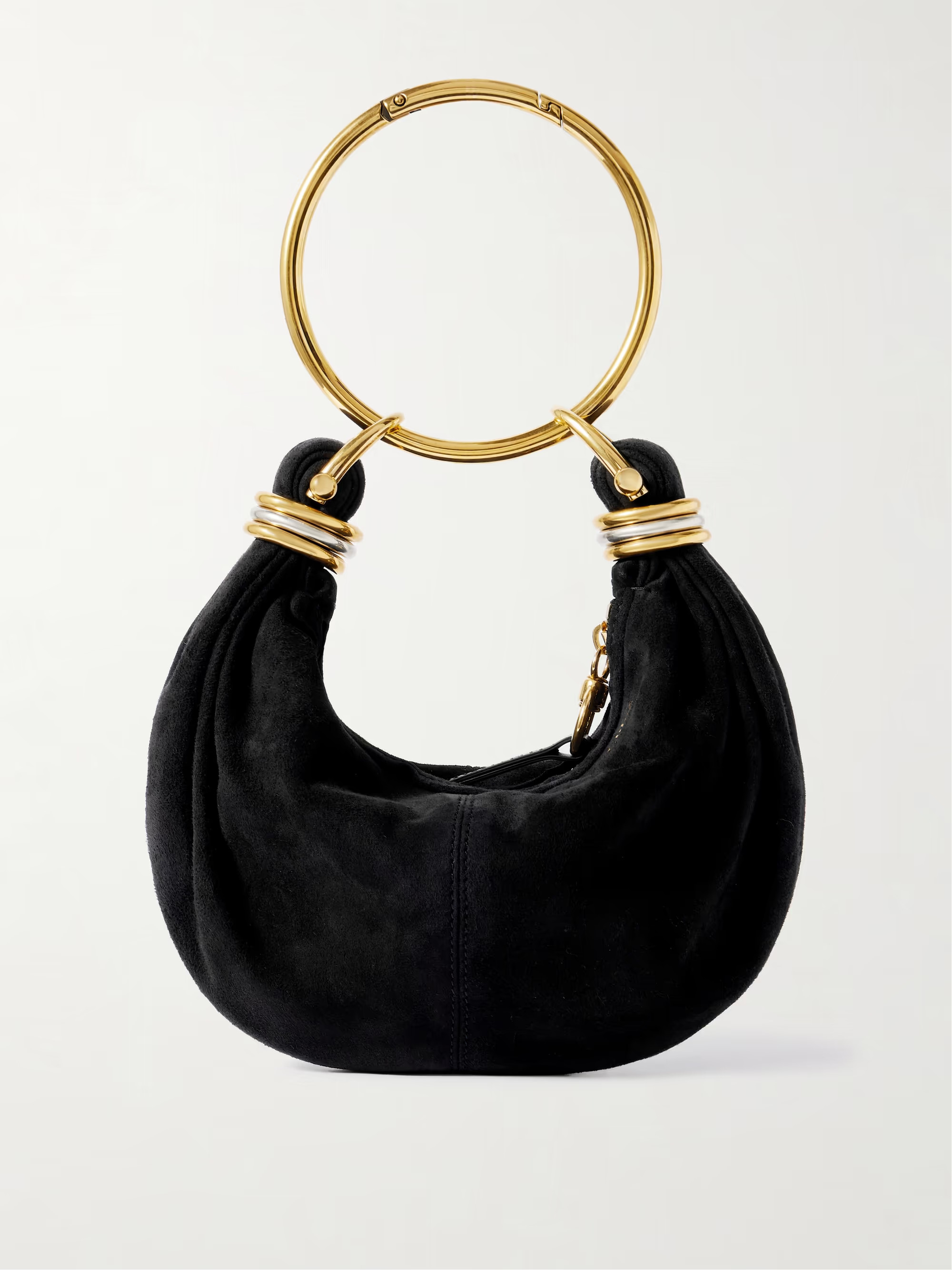 Bracelet small embellished leather-trimmed suede shoulder bag | NET-A-PORTER (UK & EU)