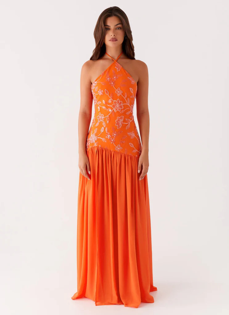 Janelle Beaded Maxi Dress - Orange | Peppermayo (Global)