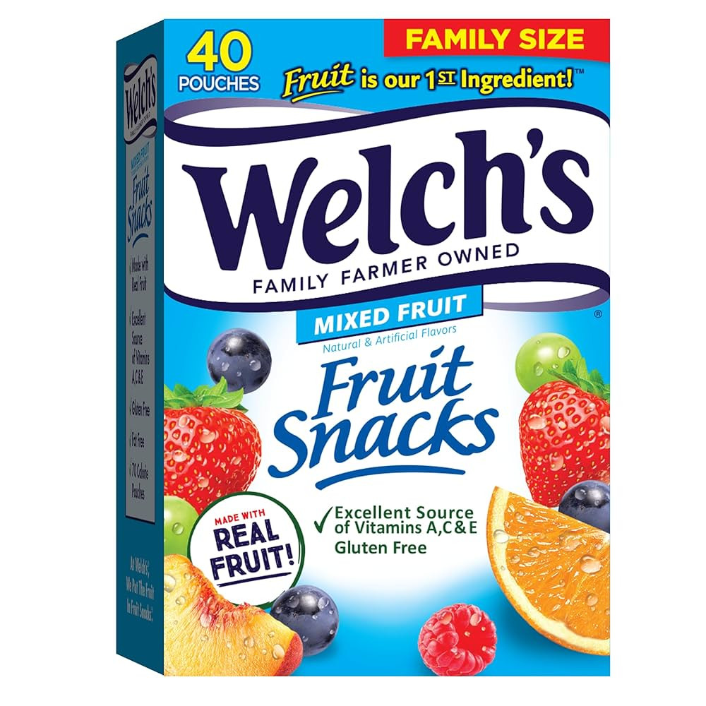 Welch's Fruit Snacks, Mixed Fruit Snack Box, Gluten Free, 0.8oz Snack Packs (Pack of 40) | Amazon (US)