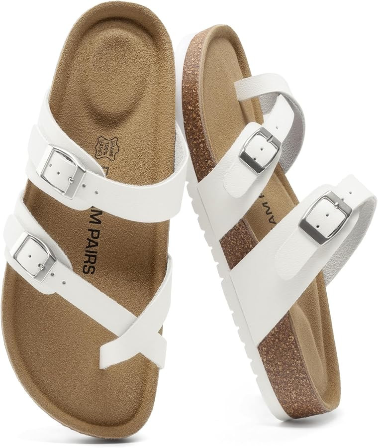 DREAM PAIRS Women's Comfortable Cork Sandals Suede Leather Insole Slides Arch Support Walking San... | Amazon (US)