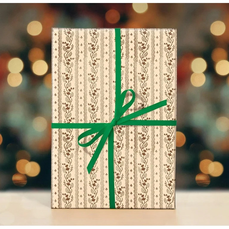 Brown Floral Wrapping Paper Roll, Vintage Christmas Flowers, Flowers, Holiday Gift Wrap Sheets, W... | Walmart (US)