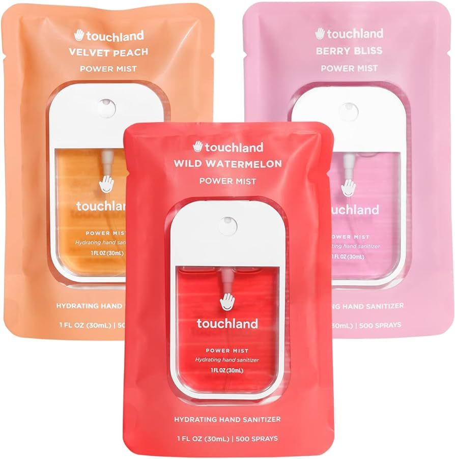 Touchland Power Mist Hydrating Hand Sanitizer Spray, JUICY 3-PACK (Watermelon, Peach, Berry), 500... | Amazon (US)