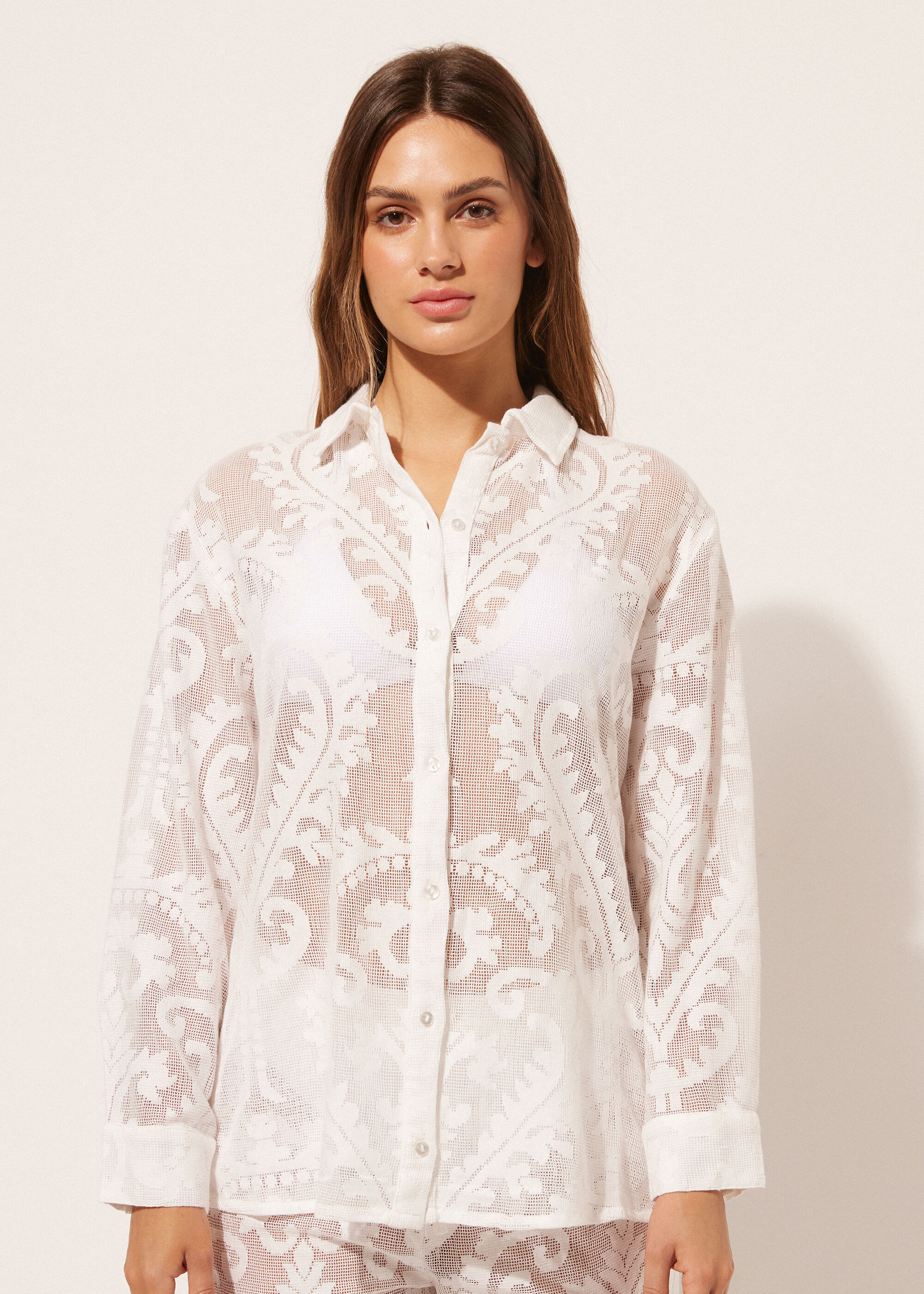 Embroidered Mesh Shirt | Calzedonia US