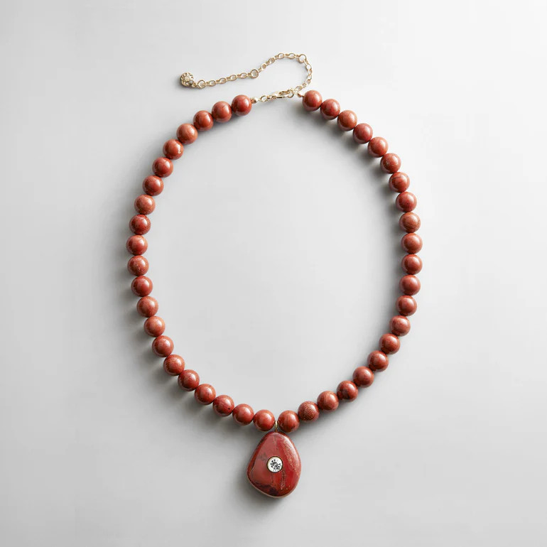 Jamie Semi-Precious Beaded Necklace - Red Jasper/Red Jasper | BaubleBar