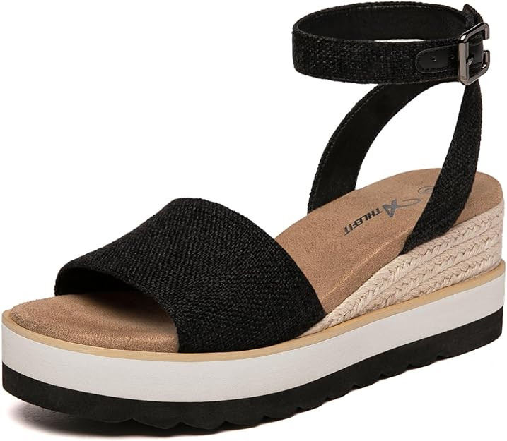 Athlefit Women's Platform Sandals Buckle Ankle Strap Open Toe Espadrille Wedge Sandals | Amazon (US)