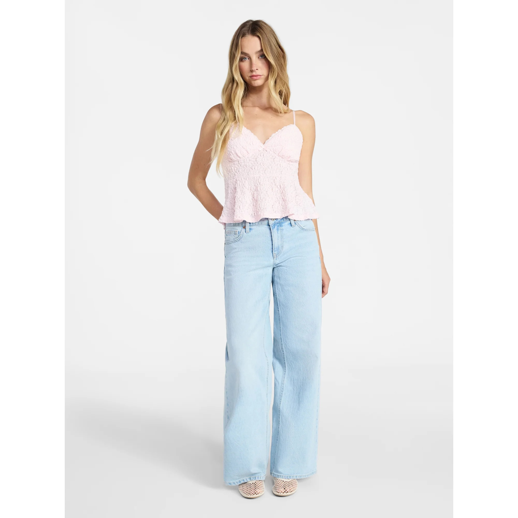 No Boundaries Peplum Lace Cami Top, Women’s XXS-XXL | Walmart (US)