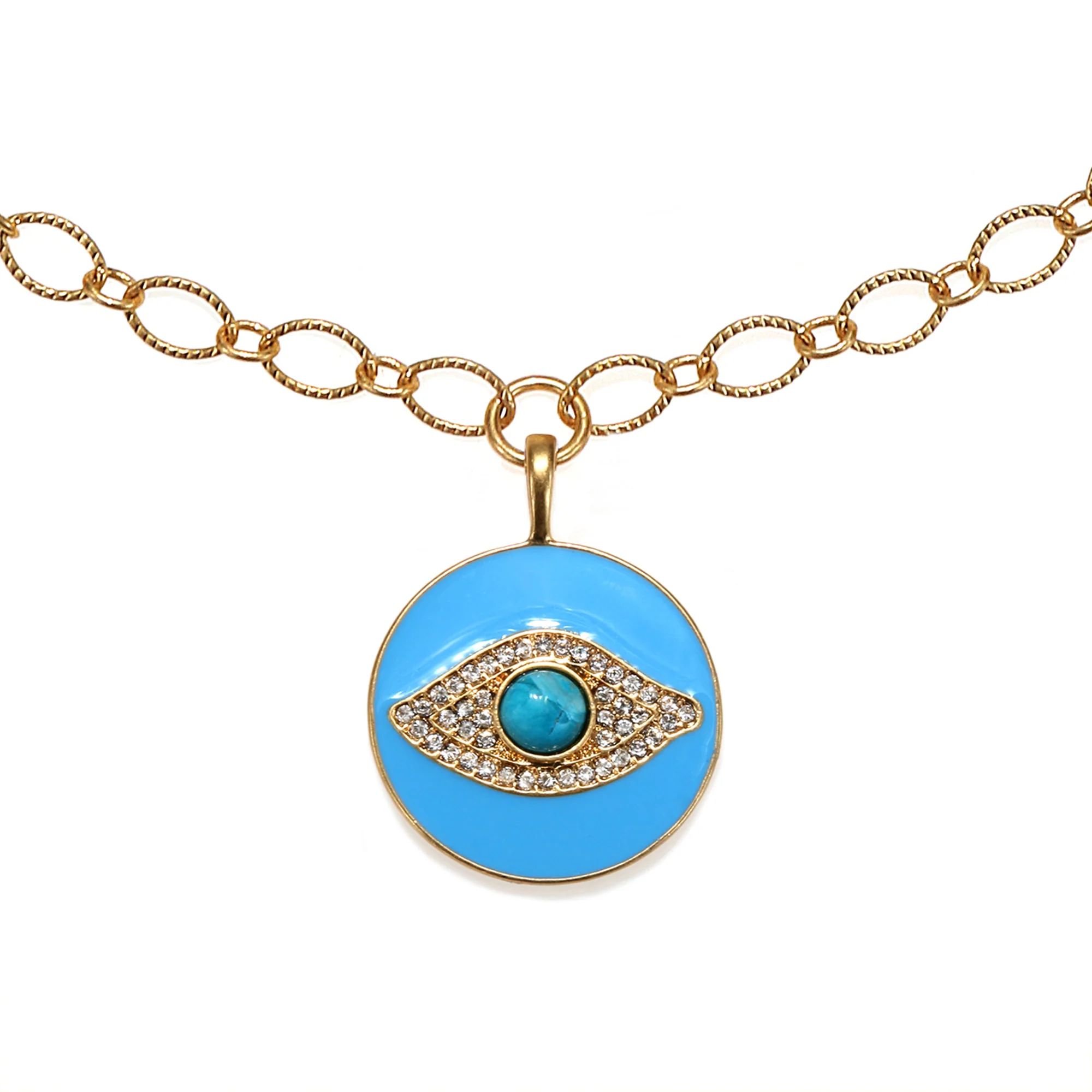 Evil Eye Long Enamel Talisman Necklace | Sequin