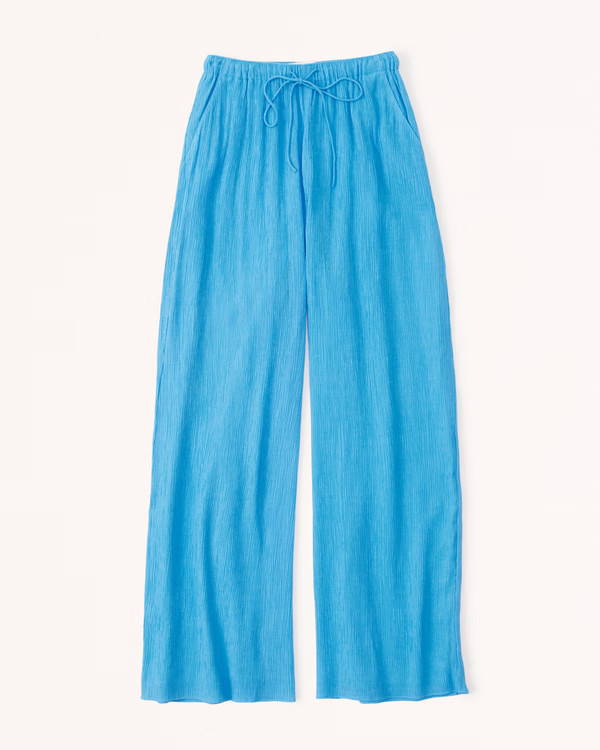 Women's Crinkle Textured Pull-On Wide Leg Pants | Women's New Arrivals | Abercrombie.com | Abercrombie & Fitch (US)