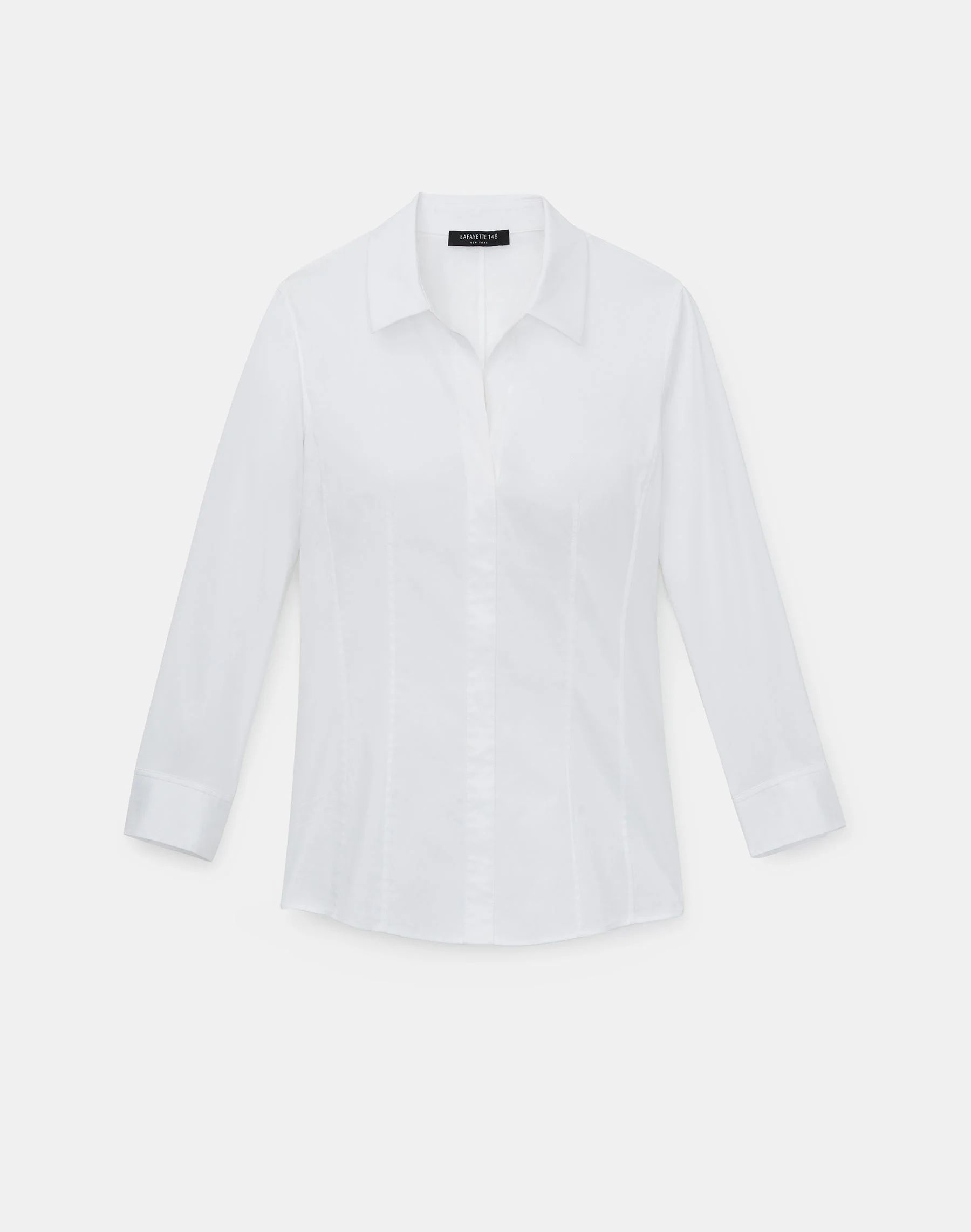 Italian Stretch Cotton Katherine Blouse | Lafayette 148 NY