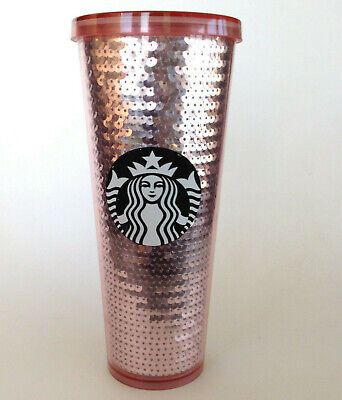 Starbucks Pink Rose Gold Sequins 24 oz. Cold Tumbler Cup 2017 Limited Edition | eBay US