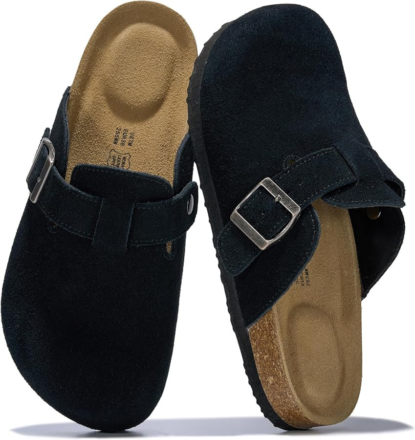 100% Genuine Leather Slip-on Footbed Clogs for Women - Fall Shoes for Women | Amazon (US)