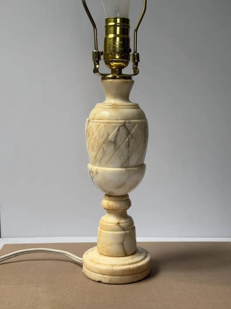 Vintage Alabaster Table Lamp – Solid Stone Accent Light – Neutral Decor – Mid Century Marbl... | Etsy (US)