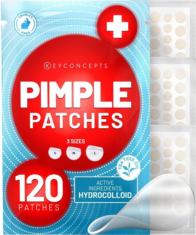 KEYCONCEPTS Pimple Patches for Face (120 Pack), Hydrocolloid Patch with Tea Tree Oil - Pimple Pat... | Amazon (US)