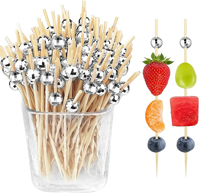 240 PCS Silver Cocktail Picks Disco Ball Decorative Toothpicks for Appetizers Disco Party Decorat... | Amazon (US)