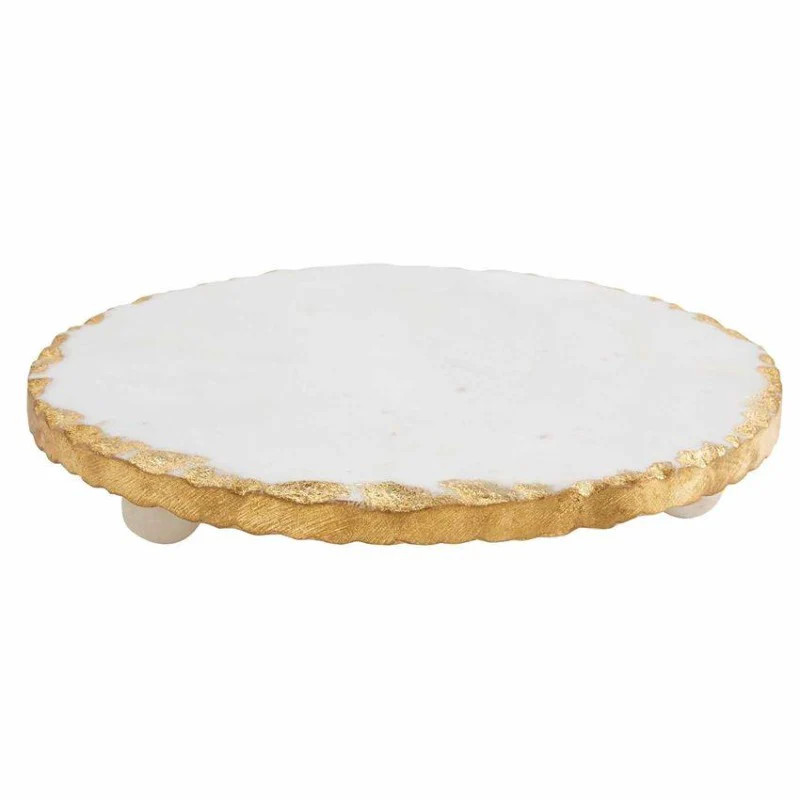 8.5" Gold Edge Marble Trivet | Linen & Flax Co