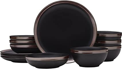Mikasa Miller 12 Piece Dinnerware Set, Service for 4, Black       Add to Logie | Amazon (US)