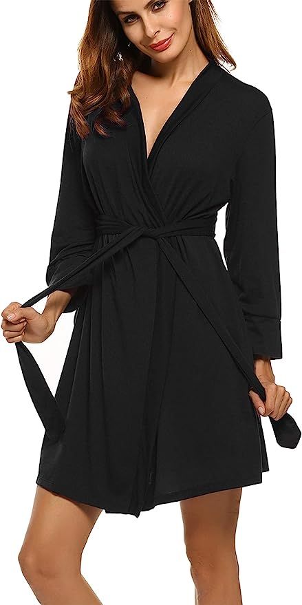 Hotouch Women Kimono Robes Cotton Lightweight Robe Short Knit Bathrobe Soft Sleepwear Ladies Loun... | Amazon (US)
