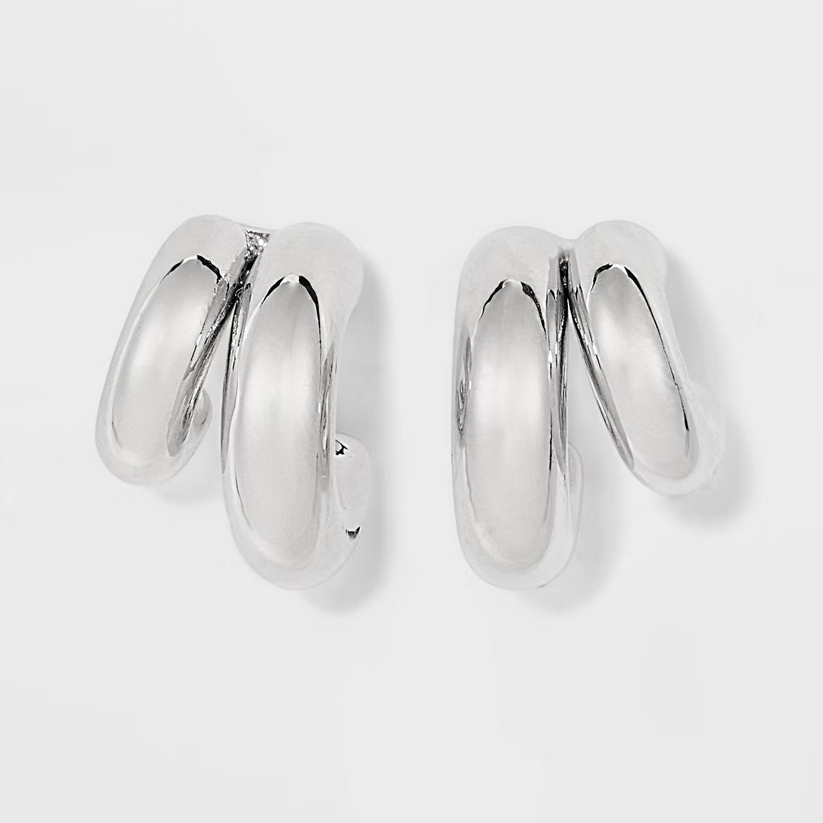 Hollow Double Tube Hoop Earrings - A New Day™ Silver | Target