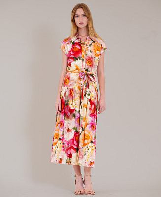 Women's Collared Self-Tie Shirt Dress | Macy's