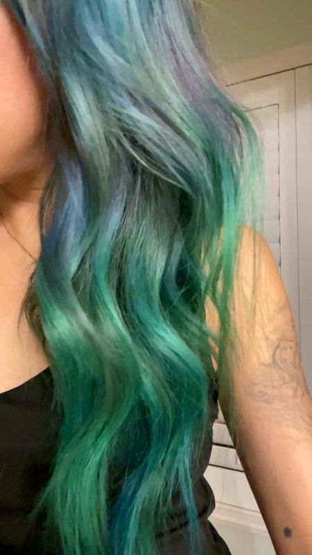 Mermaid hair don’t care 🧜🏼‍♀️ or is it succulent colored hair?? Green blue purple teals and aquamarine - hand painted semi permanent hair colors help me create the perfect blue green blend. 

Curled with my favorite auto wrap curler /blow dryer and hair styler in one  

#LTKBeauty #LTKVideo